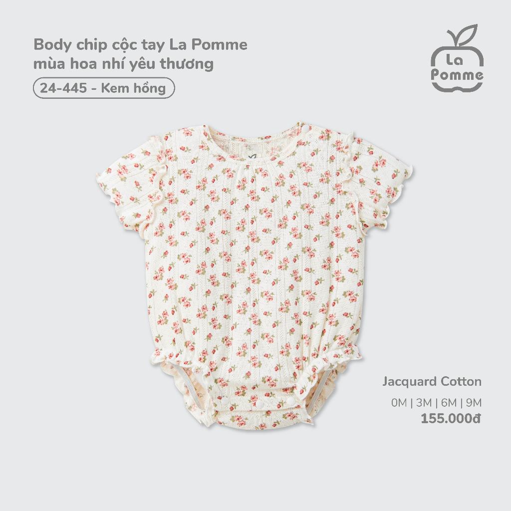 Body chip cộc tay La Pomme mùa hoa nhí yêu thương - Sợi Jacquard Cotton mềm mại, thoáng khí – Bé gái - 0M - 9M
