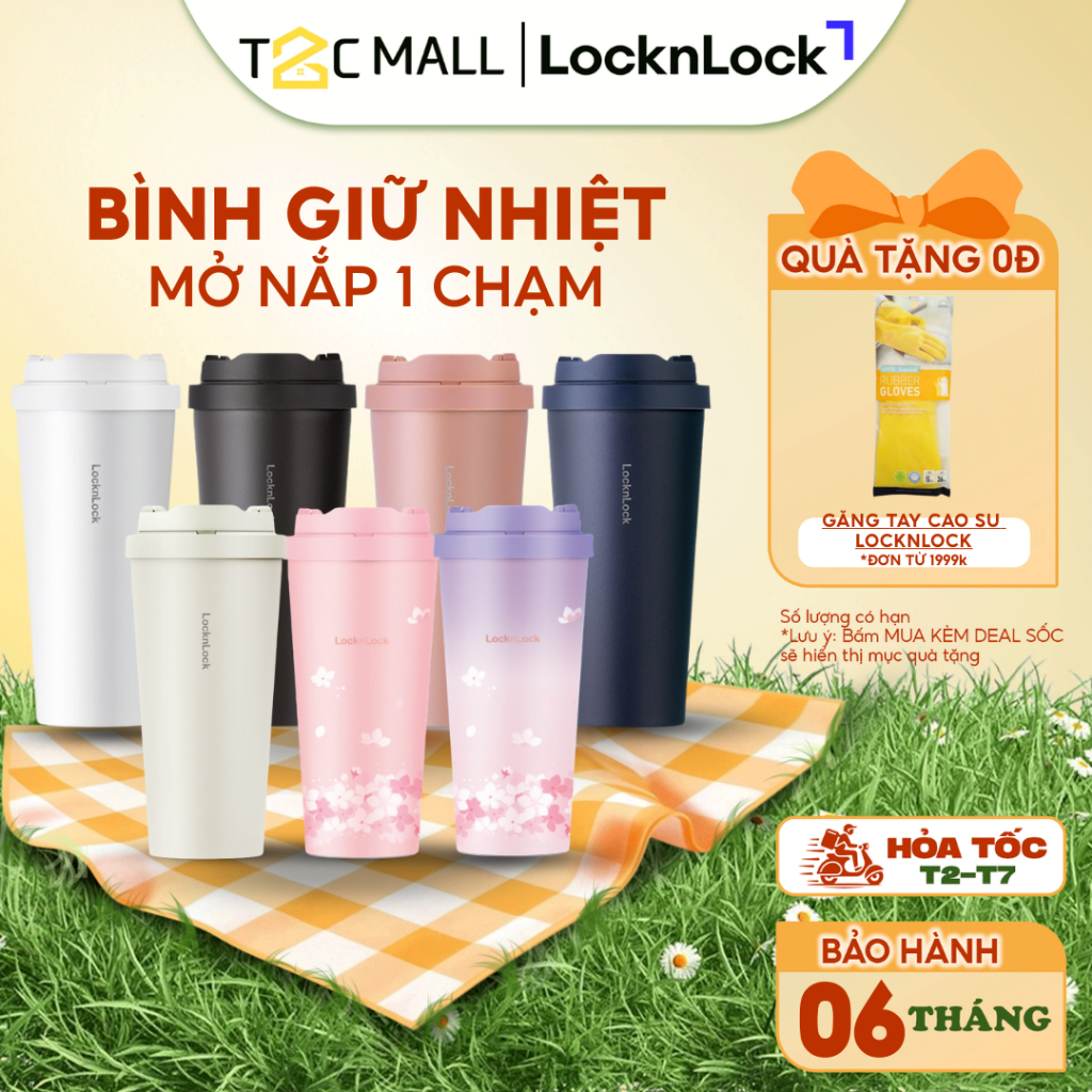 Ly giữ nhiệt LocknLock 550ml Mở Nắp 1 Chạm Hàng Cao Cấp Chính Hãng LHC3249 - T2C Mall
