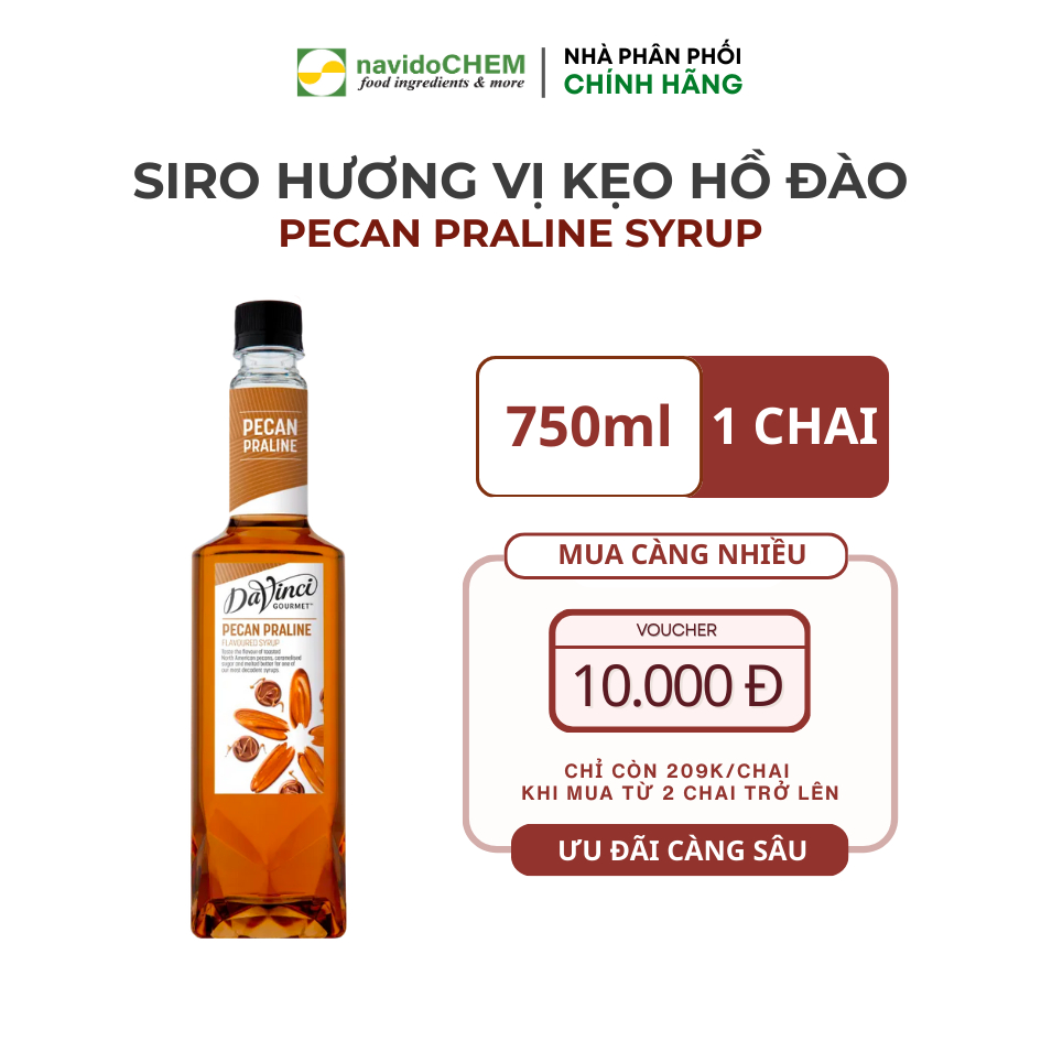 Siro Hương Kẹo Hồ Đào / Pecan Praline Syrup - DaVinci Gourmet (750ml)