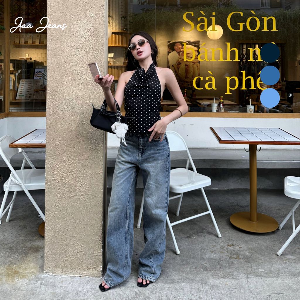 Aaa Jeans -  Quần Jean Nữ Ống Rộng Classic