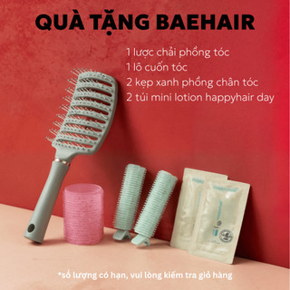 (QUÀ TẶNG BAEHAIR) 2/2 : 1 lược chải phồng + 2 kẹp xanh phồng chân tóc + 1 lô cuốn tóc và 2 túi mini Happyhair day 3ml