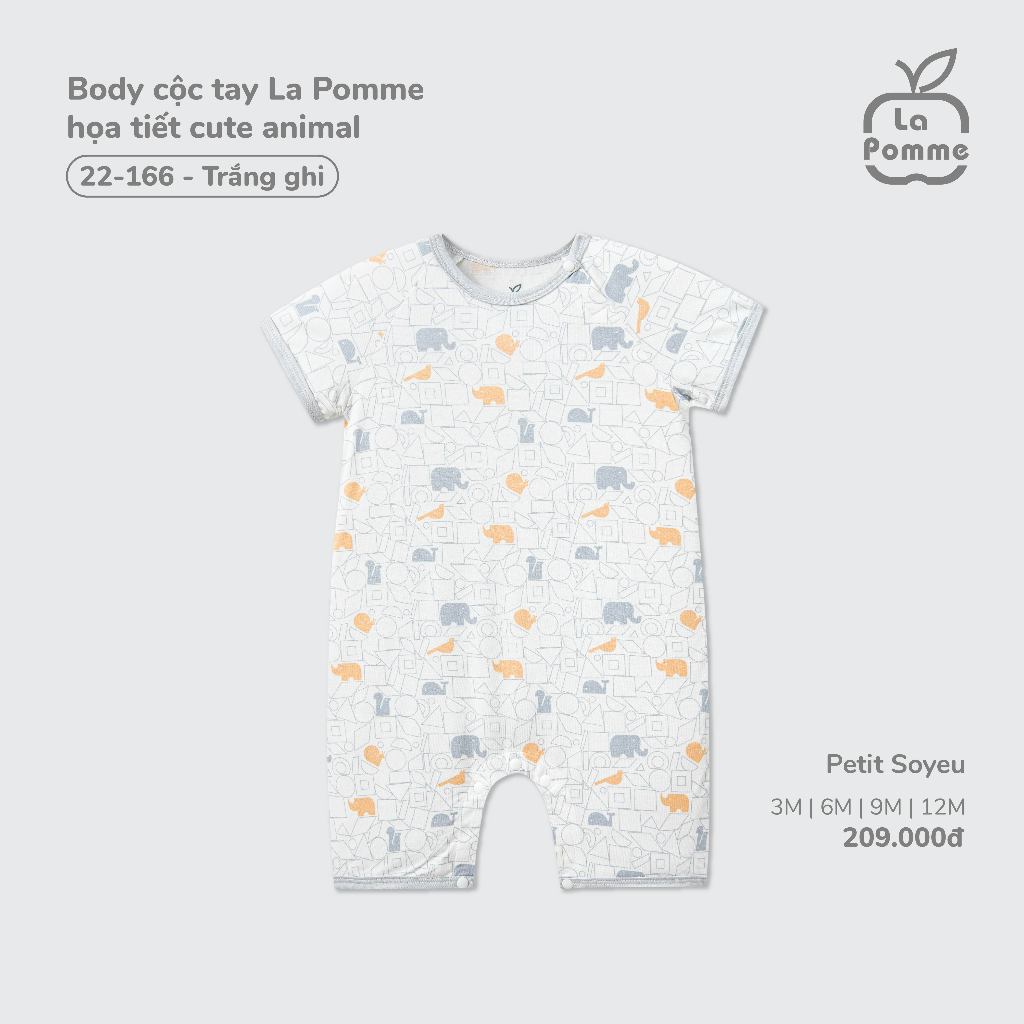 Body cộc tay La Pomme họa tiết cute animal - Sợi Petit Soyeu thoáng mát – Bé trai - 3M - 12M