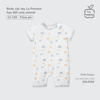 Body cộc tay La Pomme họa tiết cute animal - Sợi Petit Soyeu thoáng mát – Bé trai - 3M - 12M