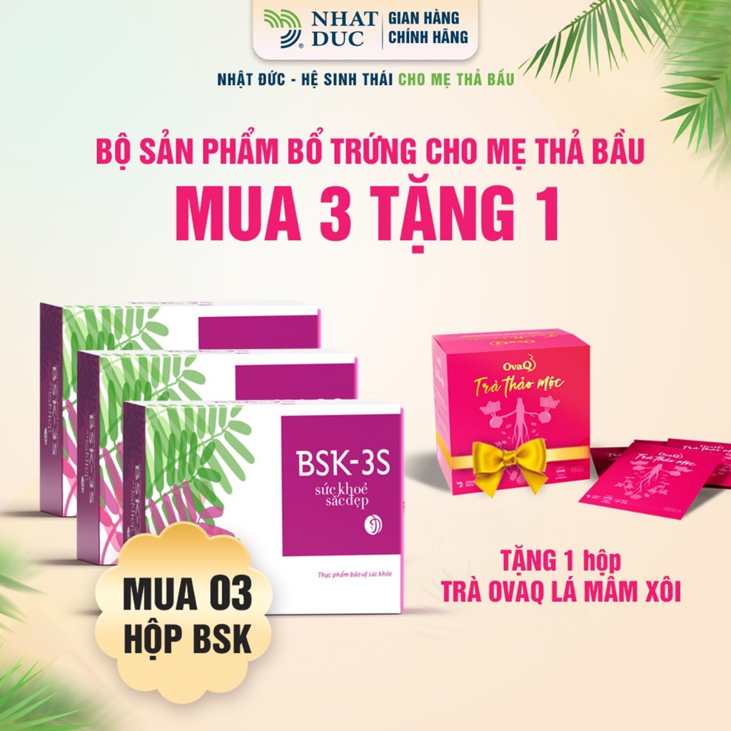 Combo 3 Sản phẩm bổ trứng BSK 3S nuôi dưỡng niêm mạc, tăng cường sức khoẻ, NT, nâng cao đề kháng | N