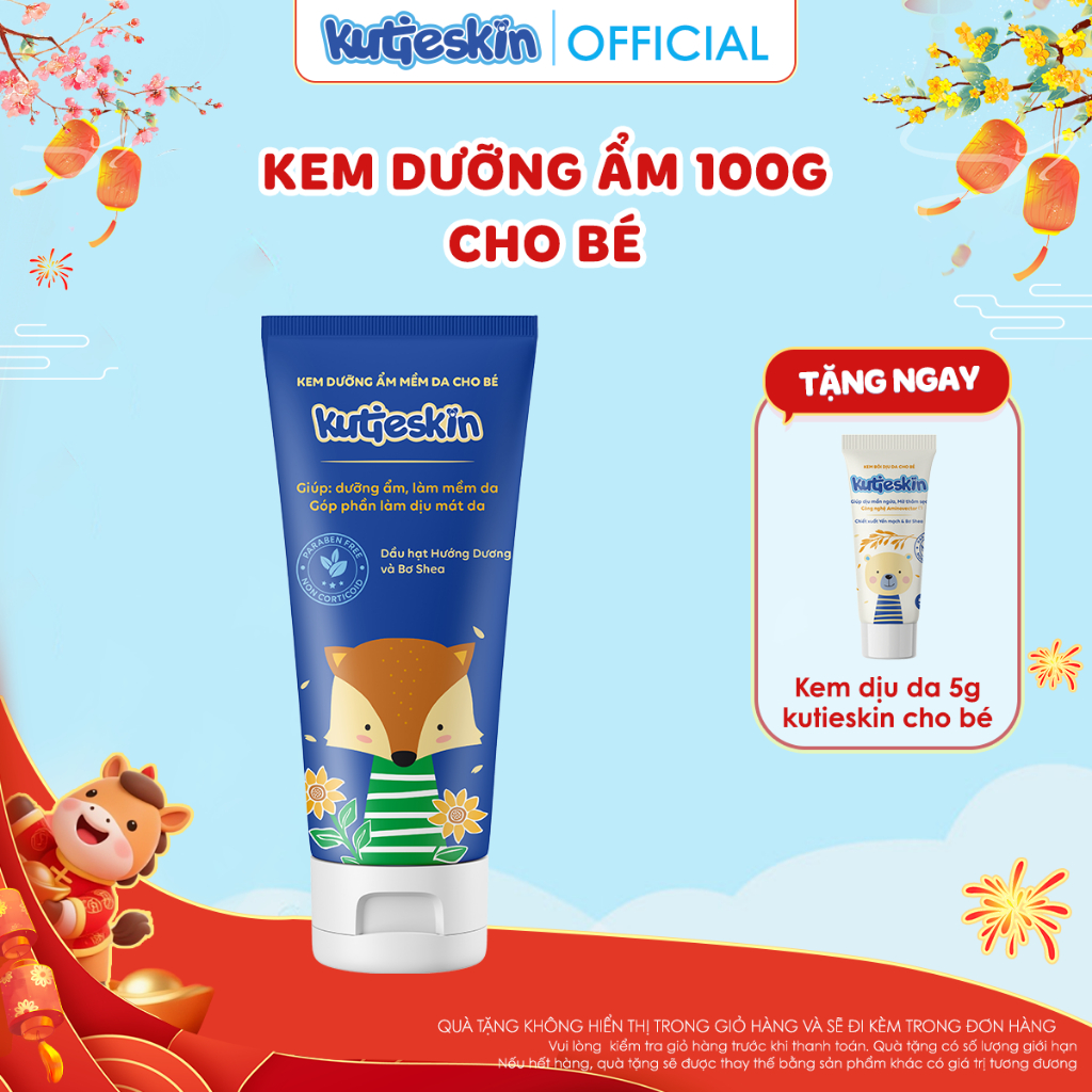 Kem dưỡng ẩm hàng ngày Kutieskin 100gr Cho Bé