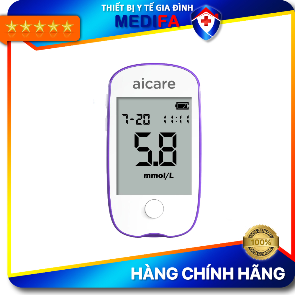 [COMBO] Máy Đo Đường Huyết AiCare A608 Kèm 25 Que & 50 Kim Lấy Máu, An Toàn, Dễ Dùng, Chính Xác