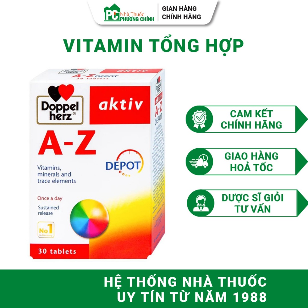 Vitamin Tổng Hợp Doppelherz Aktiv AZ Depot - Hỗ Trợ Tăng Cường Sức Đề Kháng 30 Viên/Hộp