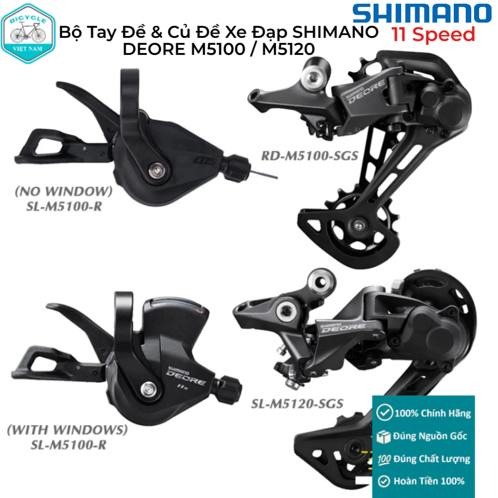 Bộ Tay Đề & Củ Cùi Đề Sau Xe Đạp SHIMANO DEORE M5100 / M5120 – 11 Tốc Độ, Chính Hãng