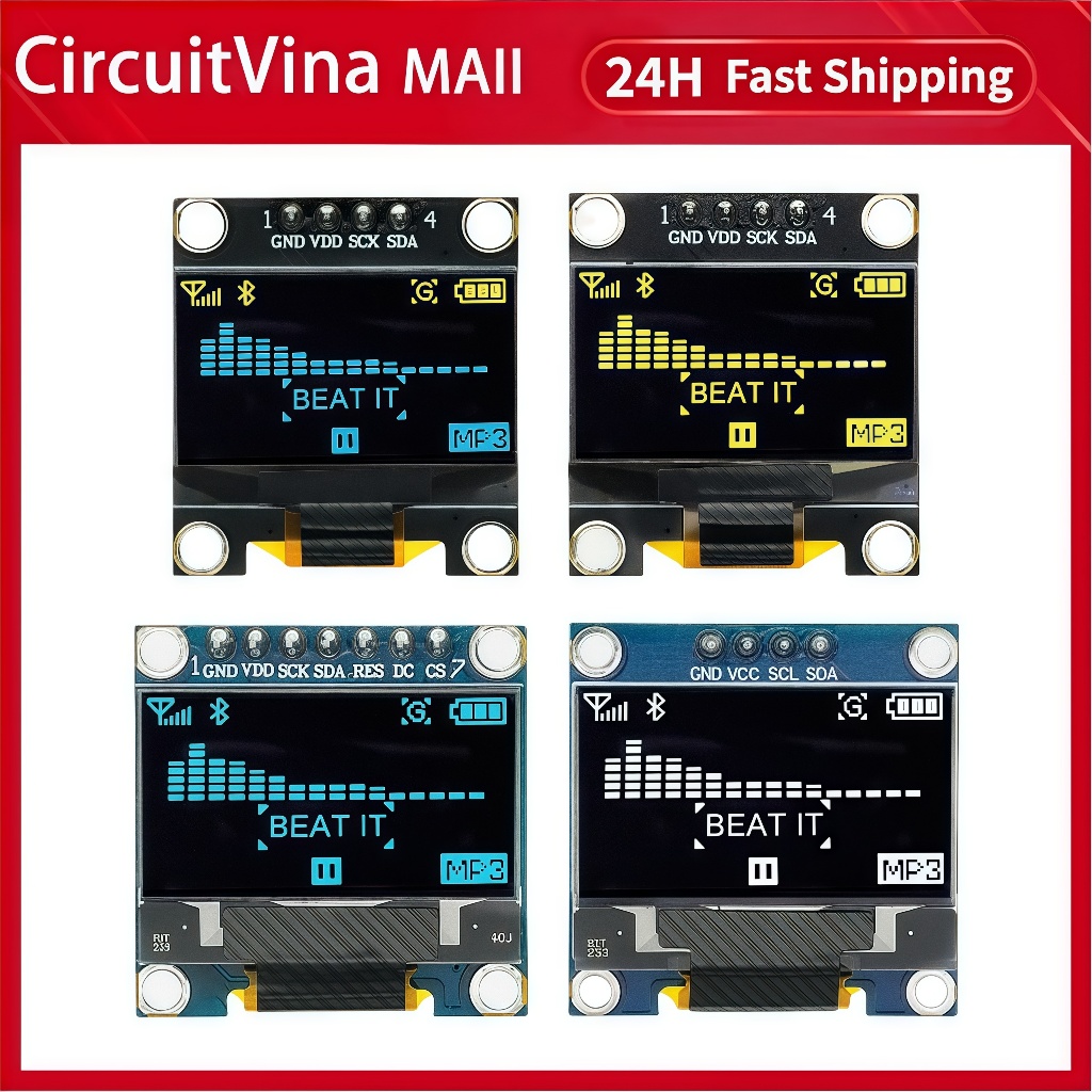 Mô Đun HiểN Thị OLED 4pin / 7pin 0.96 "IIC I2C OLED 0.96 inch 128X64 OLED 0.96" IIC I2C Chuyên Dụng 