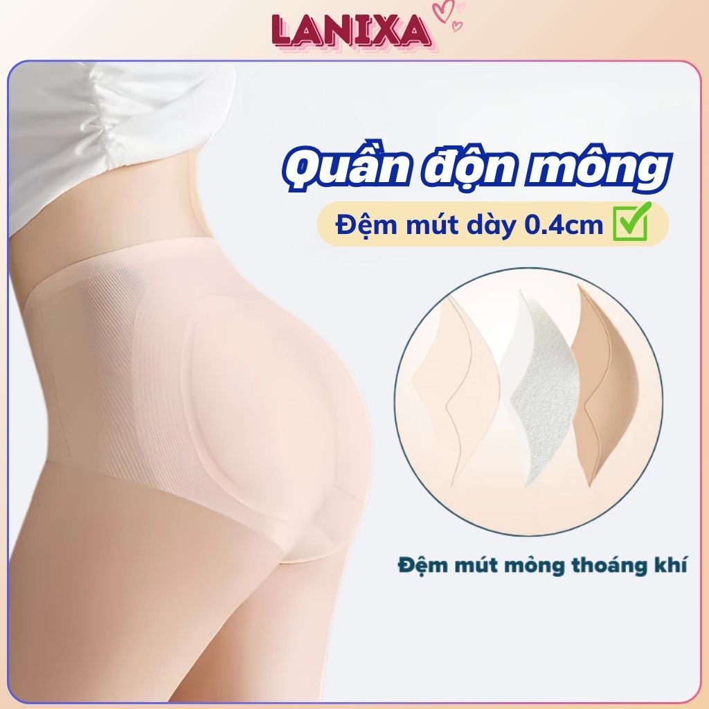 Quần độn mông su lụa cao cấp mỏng nhẹ nâng đỡ v3 căng tròn tự nhiên sexy viền tàng hình LANIXA N2055