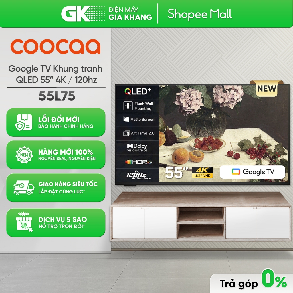 Smart Tivi QLED 4K Khung Tranh Google Frame+ 55LN7000G / Frame+ Pro 55L75 [Tivi Chưa Gồm Khung Tranh] [Toàn Quốc]