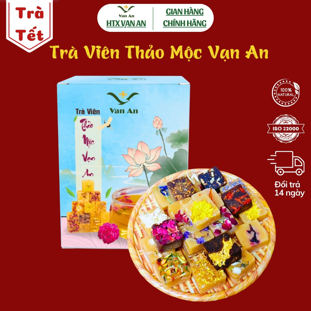 Trà hoa cúc đường phèn thảo mộc mix 20 vị dưỡng nhan đẹp da thanh lọc cơ thể của HTX Vạn An sản xuất