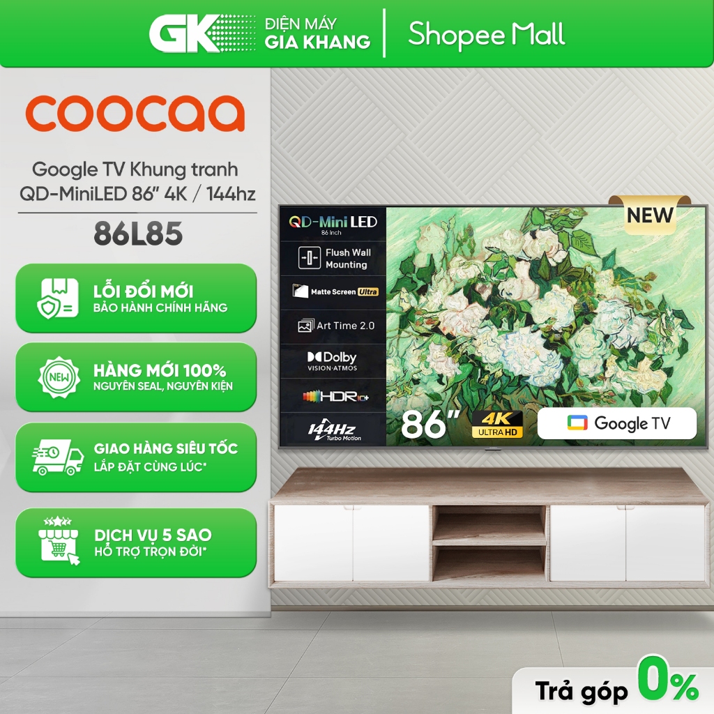 86L85 | 75L85 Google Tivi Coocaa FRAME+ ULTRA L85 - 75 Inch | 86 Inch (TV chưa kèm Khung Tranh)[Free