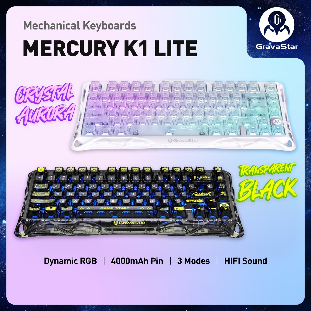 Bàn phím Gaming Gravastar Mercury K1 Lite - Hàng chính hãng - Bảo hành 12 tháng