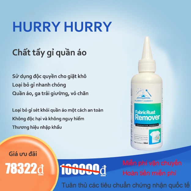 【HURRY HURRY】Dung dịch tẩy gỉ quần áo 80ML
