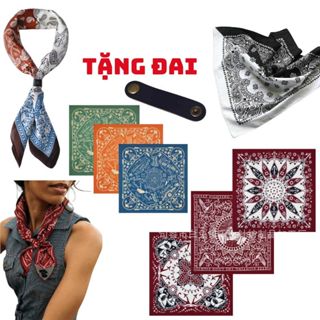 Khăn bandana vintage màu xanh cam - Khăn turban đội đầu Song An Eco