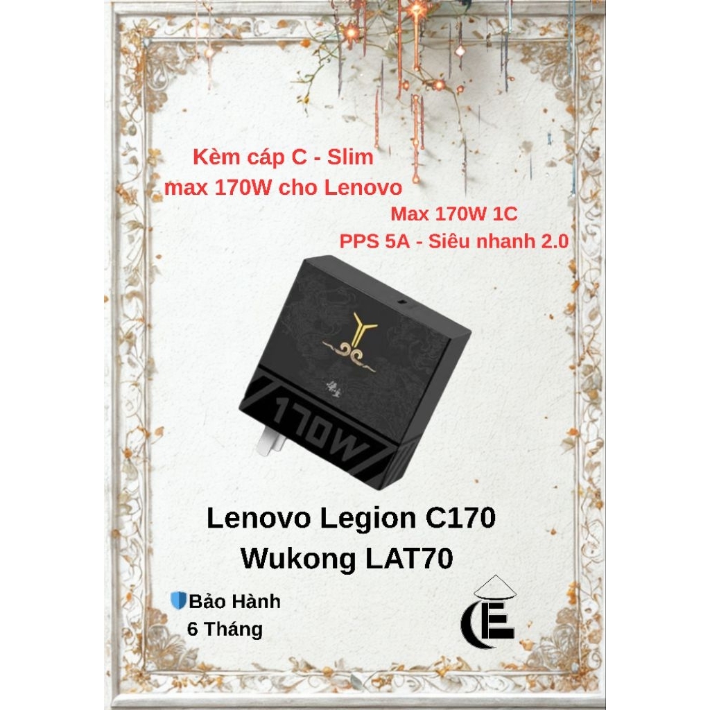 Củ sạc nhanh Lenovo Legion C170 Wukong 1 cổng type C Max 170W PD PPS5A QC BH6T