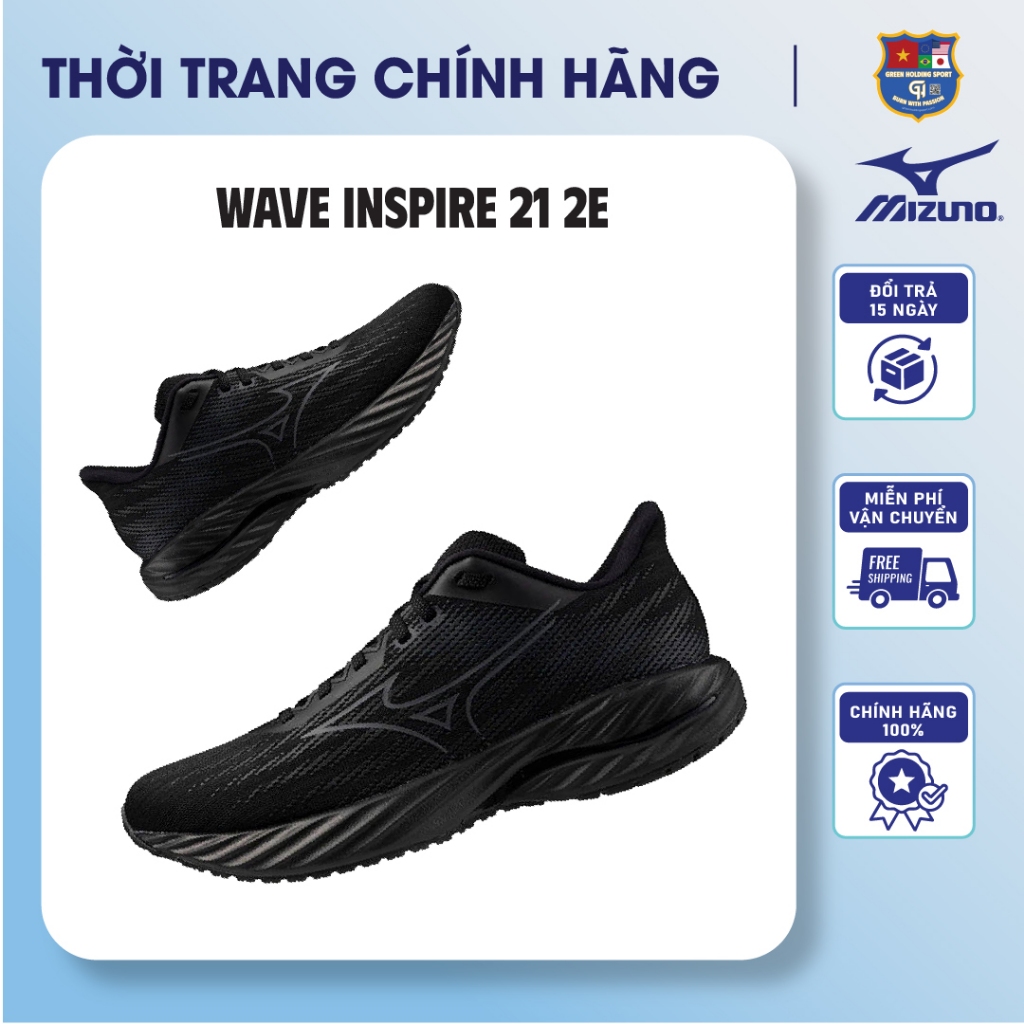 Giày Chạy Bộ Mizuno Wave Inspire 21 2E - Đệm Enerzy Foam Cao Cấp, Công Nghệ Wave Plate Bảo Vệ Khớp G