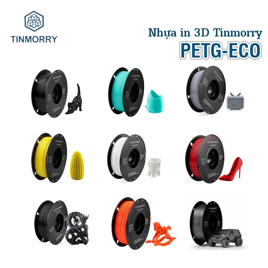 Nhựa In 3D Tinmorry PETG ECO 1.75mm – PETG Thân Thiện Môi Trường – Dễ In, Ít Co Ngót, Bền Dẻo