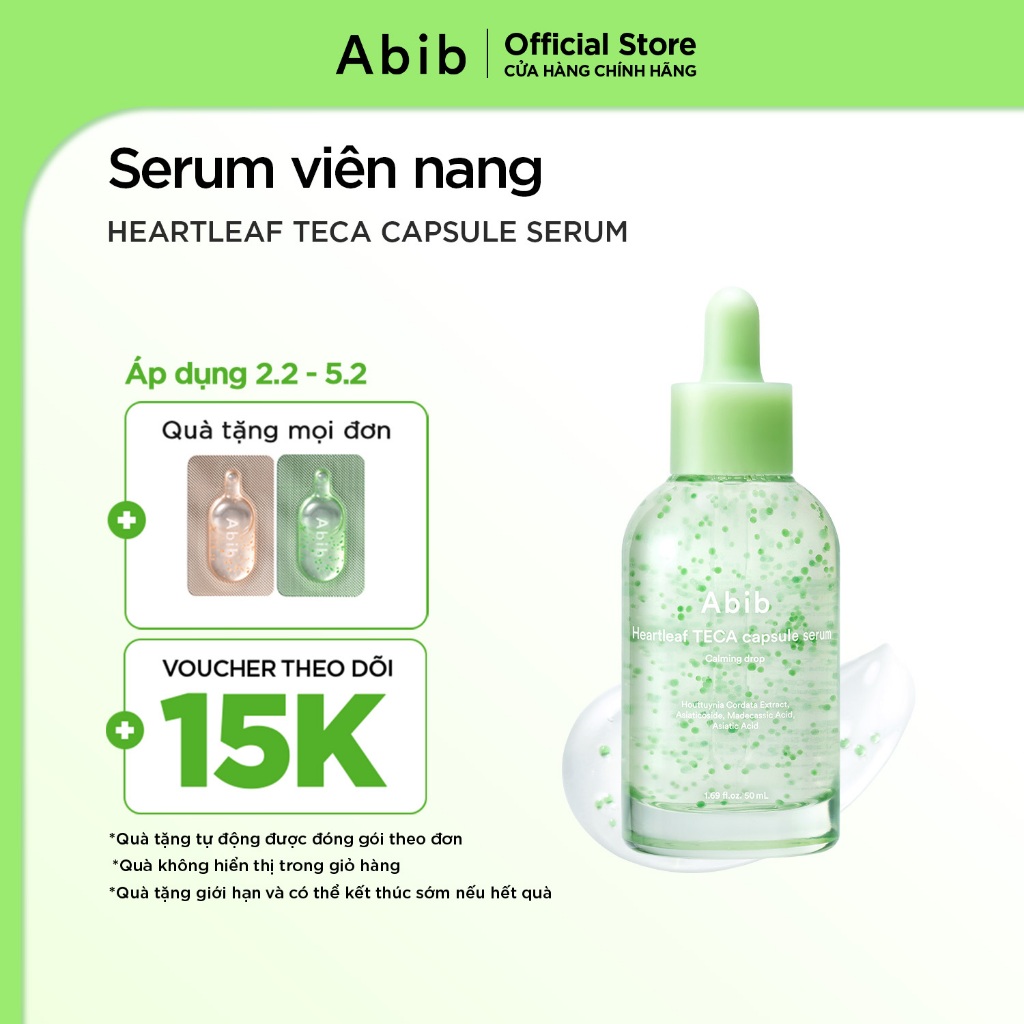 Tinh chất viên nang diếp cá làm dịu da Abib Heartleaf TECA capsule serum Calming drop 50ml