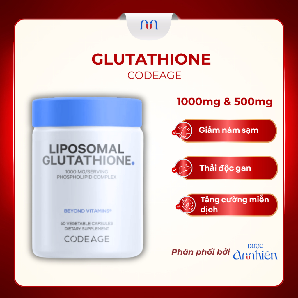 [CHÍNH HÃNG]Viên Uống Trắng Da Glutathione Codeage Liposomal Glutathione 500mg 1000mg Mờ Nám AnNhiên