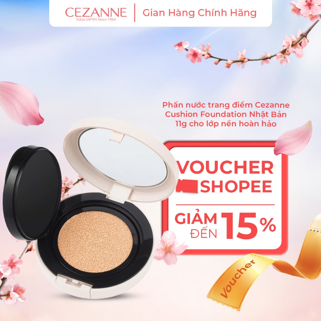 Phấn nước mỏng nhẹ che phủ tốt chống nắng Cezanne Cushion Foundation Nhật Bản 11g