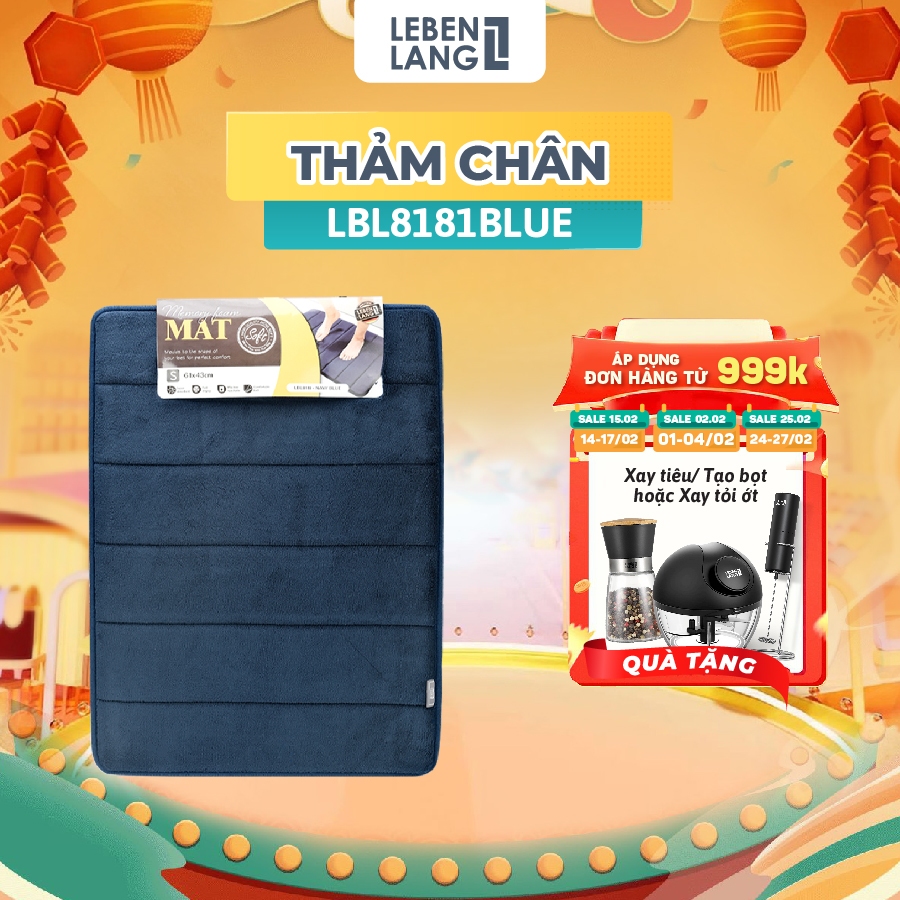 Thảm lau chân Lebenlang LBL8181 thấm hút nước đế cao su chống trơn trượt phòng tắm - hàng chính hãng