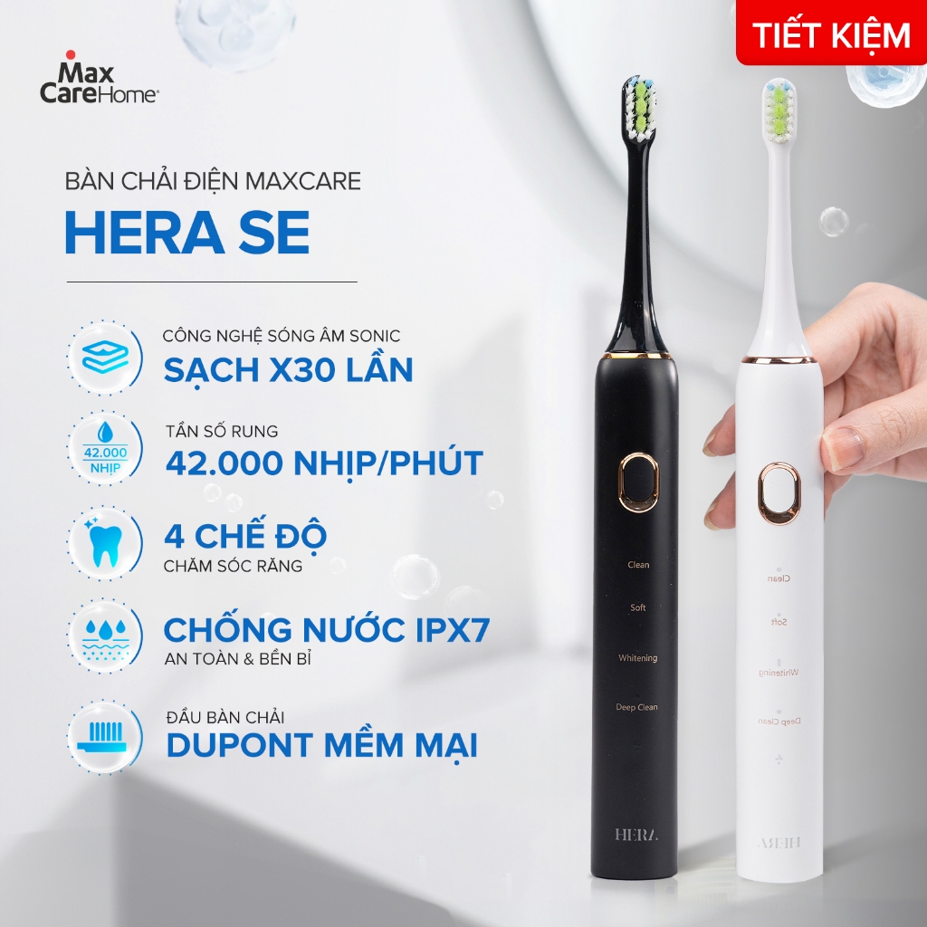 Bàn Chải Điện Sóng Âm Maxcare Sonic X Xoay 60 Độ & Hera Whitening Cao Cấp Sấy Khô,Diệt Khuẩn Bằng UV | BigBuy360 - bigbuy360.vn