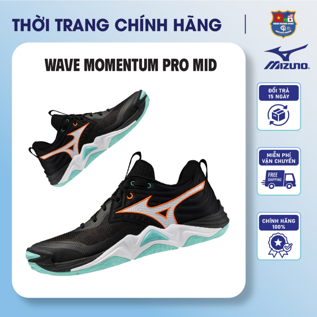 Giày Cầu Lông Mizuno Wave Momentum Pro Mid – Cổ Cao Bảo Vệ Cổ Chân, Đệm Mizuno Enerzy Êm, Giảm Chấn