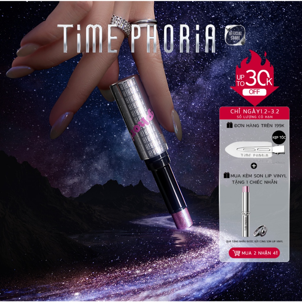 Nhũ bắt sáng dạng thỏi Time Phoria Stick Highlighter que bắt sáng và que phấn mắt 2 trong 1