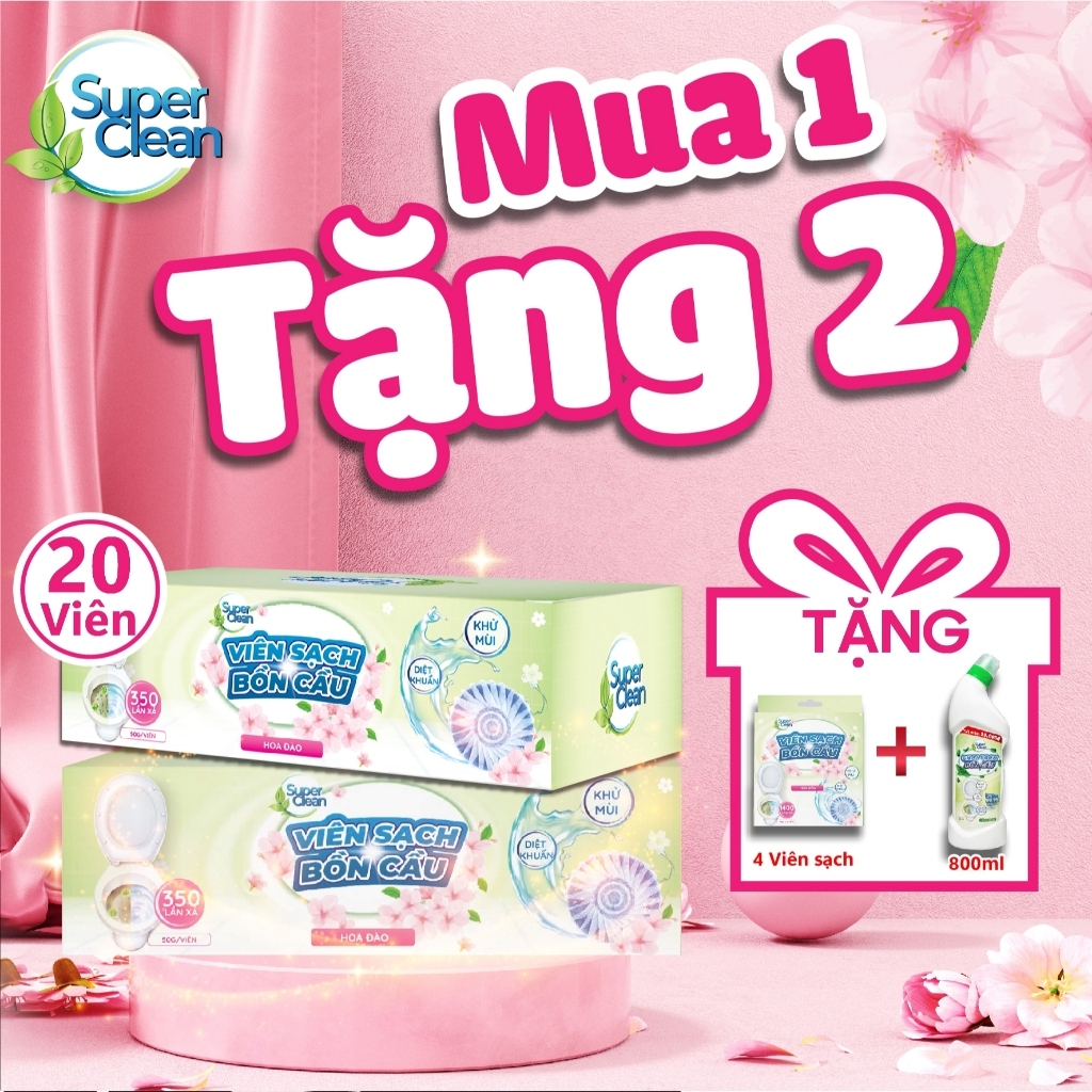 Combo 20 Viên Sạch Bồn Cầu - Tặng Thêm 4 viên sạch bồn cầu Super Clean và 1 Chai Sạch Bồn Cầu