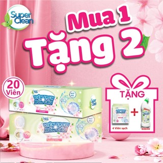 Combo 20 Viên Sạch Bồn Cầu - Tặng Thêm 4 viên sạch bồn cầu Super Clean và 1 Chai Sạch Bồn Cầu