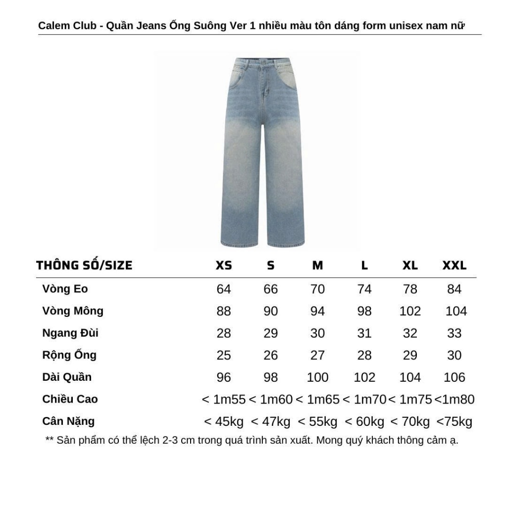 Quần Jeans Ống Suông Ver 1 Calem.Club nhiều màu tôn dáng form unisex nam nữ | BigBuy360 - bigbuy360.vn