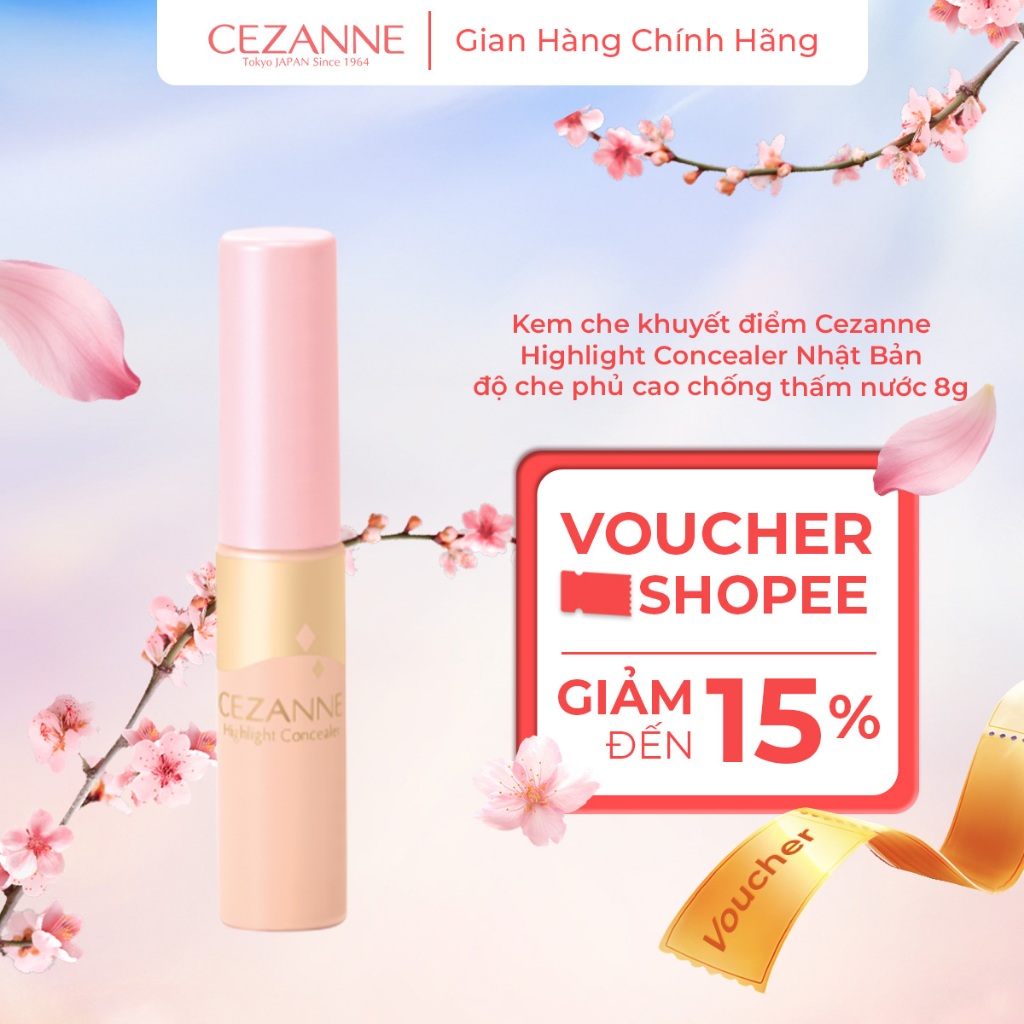 Kem che khuyết điểm che phủ cao chống thấm nước Cezanne Highlight Concealer Nhật Bản 8g