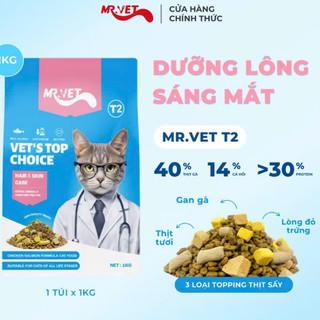 (TÚI CHIẾT 1KG) Thức Ăn Hạt Cho Mèo MRVET Bao xá 10kg Thế Hệ T2 Tăng Omega 3, Giúp Mượt Lông, Giảm Rụng