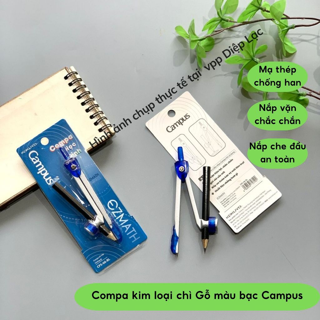 Compa Campus kim loại tay cầm chắc chắc, compa chì kim, compa chì cây chất lượng cao - vpp Diệp Lạc