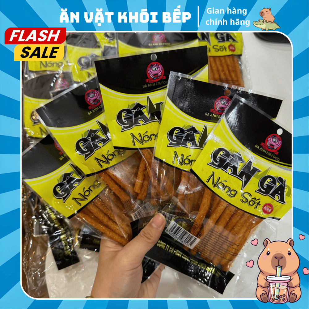 10 gói Snack Gân gà nóng sốt Ba Anh Em foods cay thơm ngon, đồ ăn vặt cổng trường hot nhất