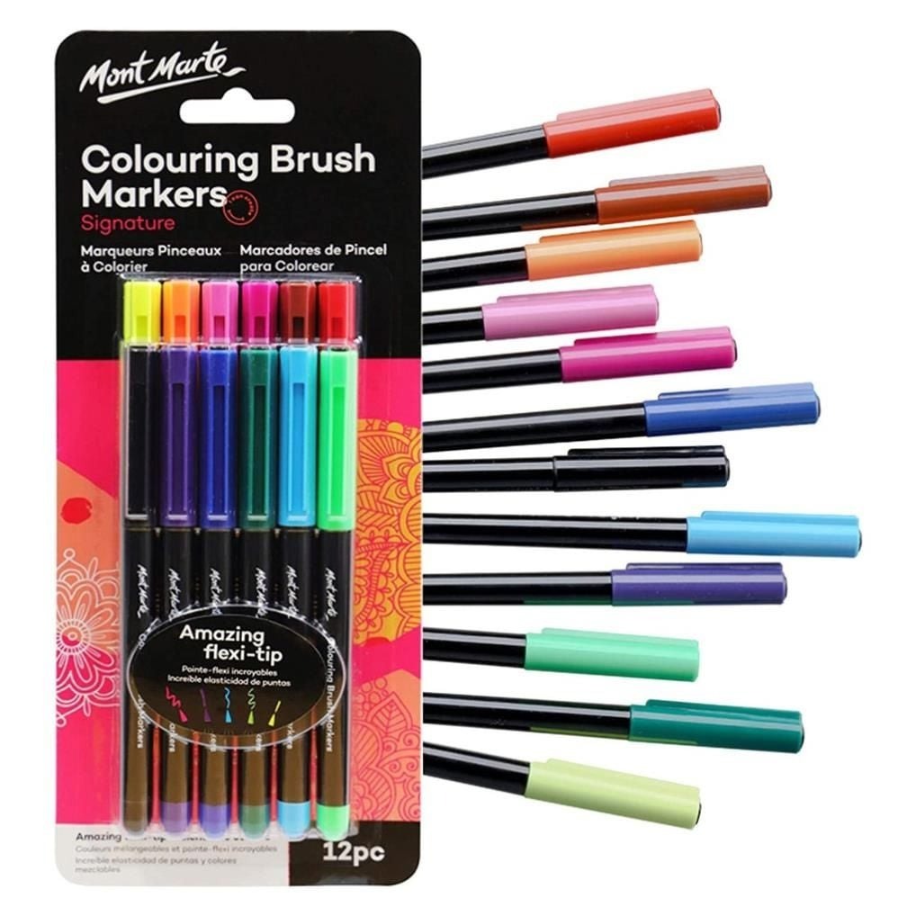 MONT MARTE - Bộ 12 Bút Lông Màu Dạng Cọ ♥ Bút Dạ Tô Màu ♥ Colouring Brush Markers Signature 12pc ♥ V