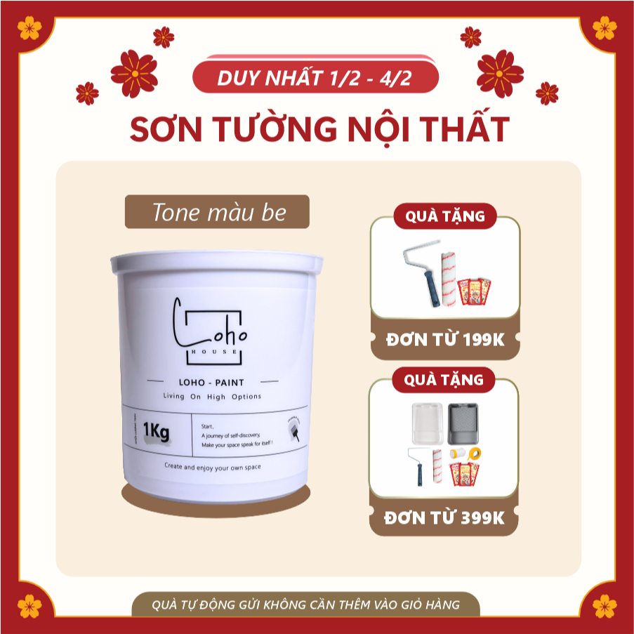 Sơn tường Loho House tone màu be | Lon sơn 1kg - Sơn nước nội thất cao cấp Loho-paint