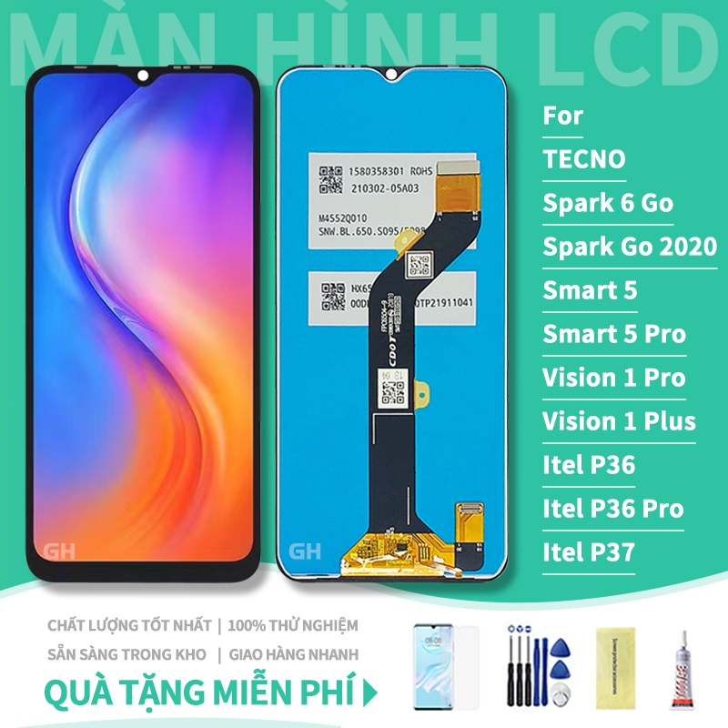 Màn hình LCD thay thế Tecno Spark 6 Go Spark Go 2020 2021/Smart 5 5 Pro/Hot 10 Lite/Vision 1 Pro 1 P