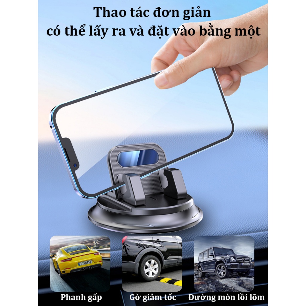 Giá đỡ điện thoại ô tô, lắp đặt trên taplo, chống rung giảm chấn, chắc chắn bền bỉ, không che khuất tầm nhìn. | BigBuy360 - bigbuy360.vn