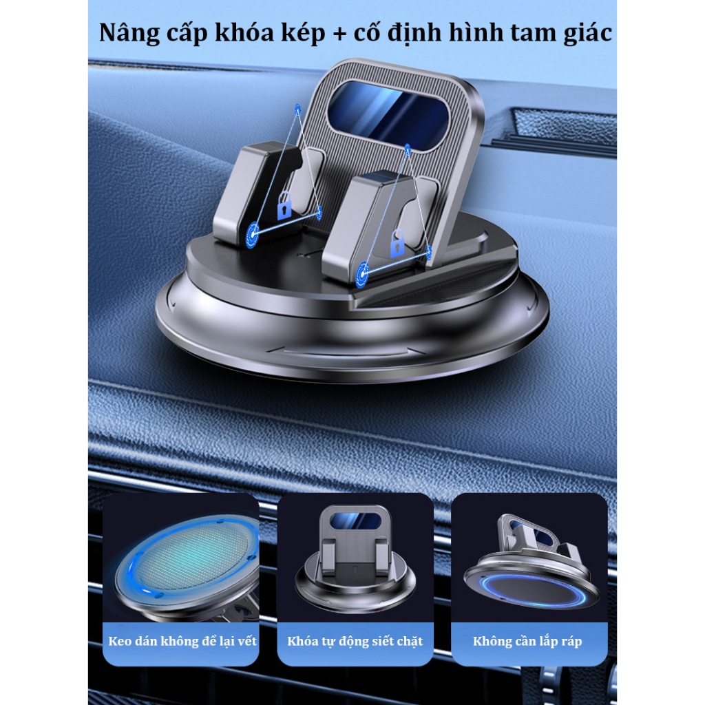 Giá đỡ điện thoại ô tô, lắp đặt trên taplo, chống rung giảm chấn, chắc chắn bền bỉ, không che khuất tầm nhìn. | BigBuy360 - bigbuy360.vn