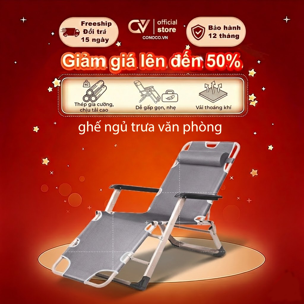 CONOCO Giường Gấp Ghế Xếp  Đa Năng Ngủ Trưa Văn Phòng Chịu Lực Gấp Gọn