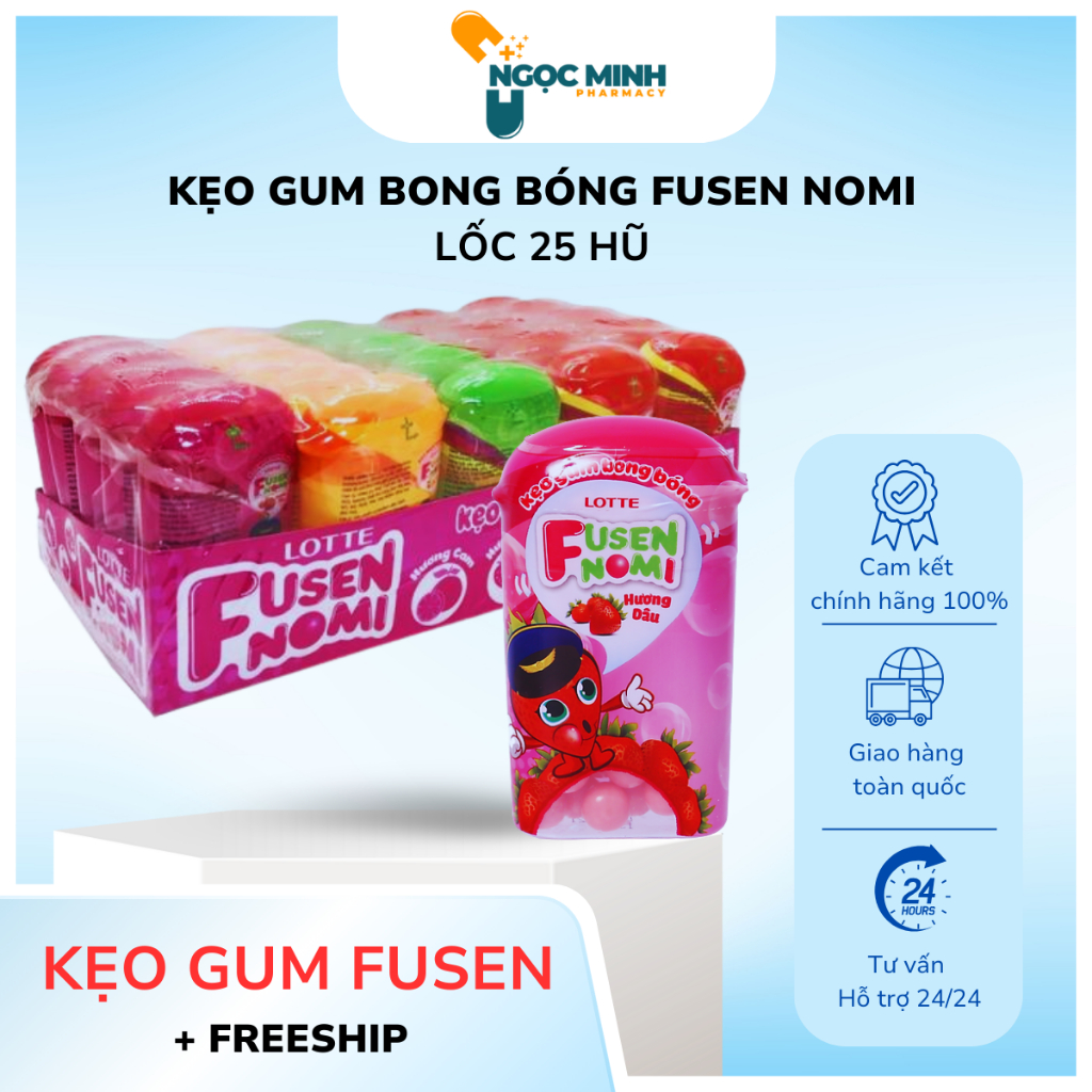 (Set 5 hộp kẹo) Kẹo gum bong bóng Lotte Fusen Nomi Thái chuẩn