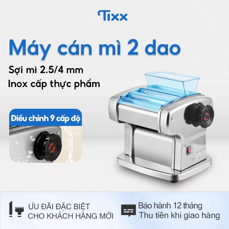 Tixx Máy cán mì Công suất 135W Máy làm mì sợi điện 2 dao