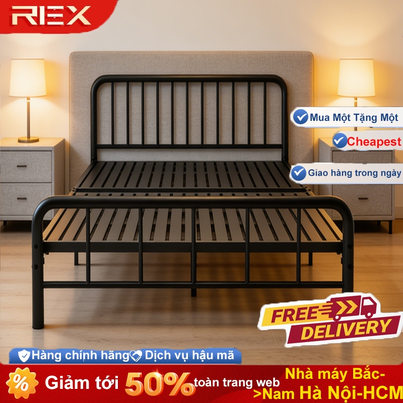 REX Giường sắt rèn khung thép chịu lực Giường đôi Giường cỡ lớn không chứa fomanđehit Chịu Chịu tải tốt | BigBuy360 - bigbuy360.vn