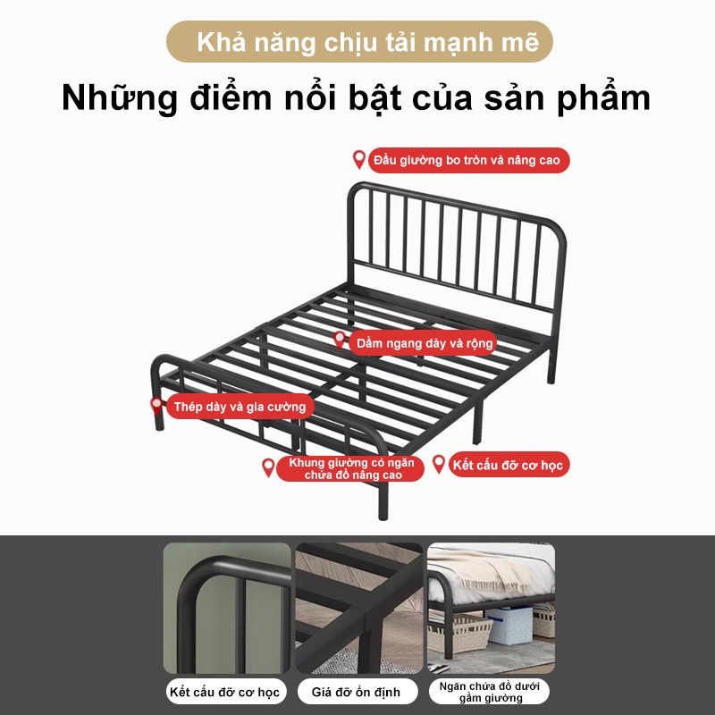 REX Giường sắt rèn khung thép chịu lực Giường đôi Giường cỡ lớn không chứa fomanđehit Chịu Chịu tải tốt | BigBuy360 - bigbuy360.vn