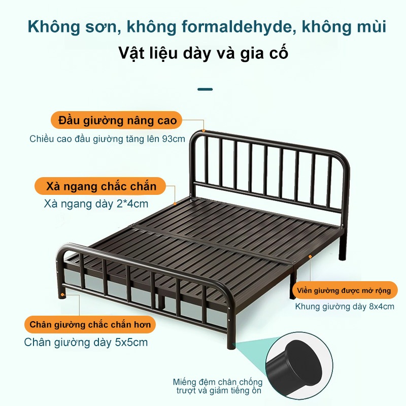 REX Giường sắt rèn khung thép chịu lực Giường đôi Giường cỡ lớn không chứa fomanđehit Chịu Chịu tải tốt | BigBuy360 - bigbuy360.vn