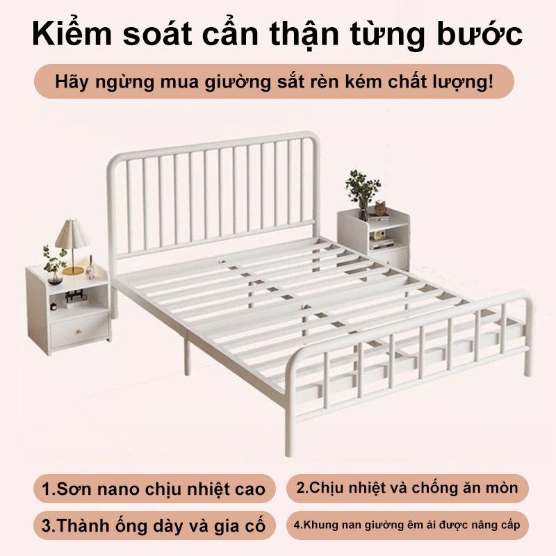 REX Giường sắt rèn khung thép chịu lực Giường đôi Giường cỡ lớn không chứa fomanđehit Chịu Chịu tải tốt | BigBuy360 - bigbuy360.vn