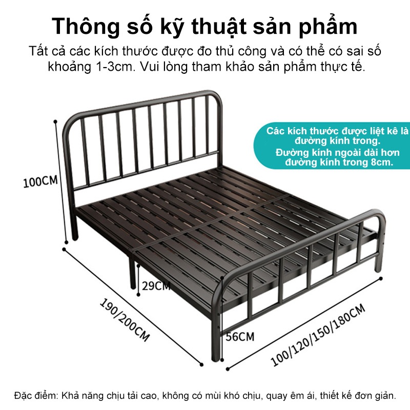 REX Giường sắt rèn khung thép chịu lực Giường đôi Giường cỡ lớn không chứa fomanđehit Chịu Chịu tải tốt | BigBuy360 - bigbuy360.vn